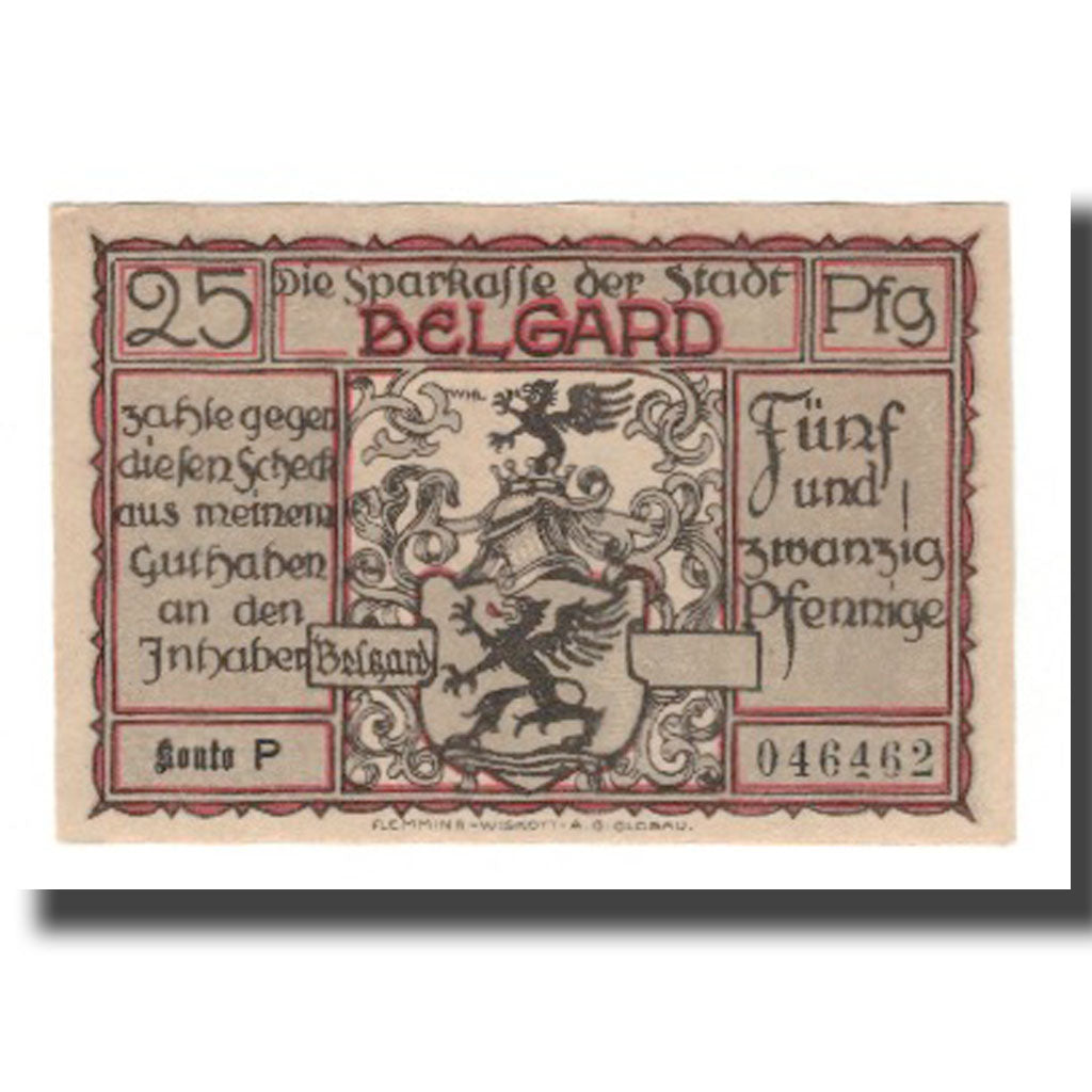 Banconote, Germania, Belgard a. Persante Stadt, 25 Pfennig, personnage 2, SPL-