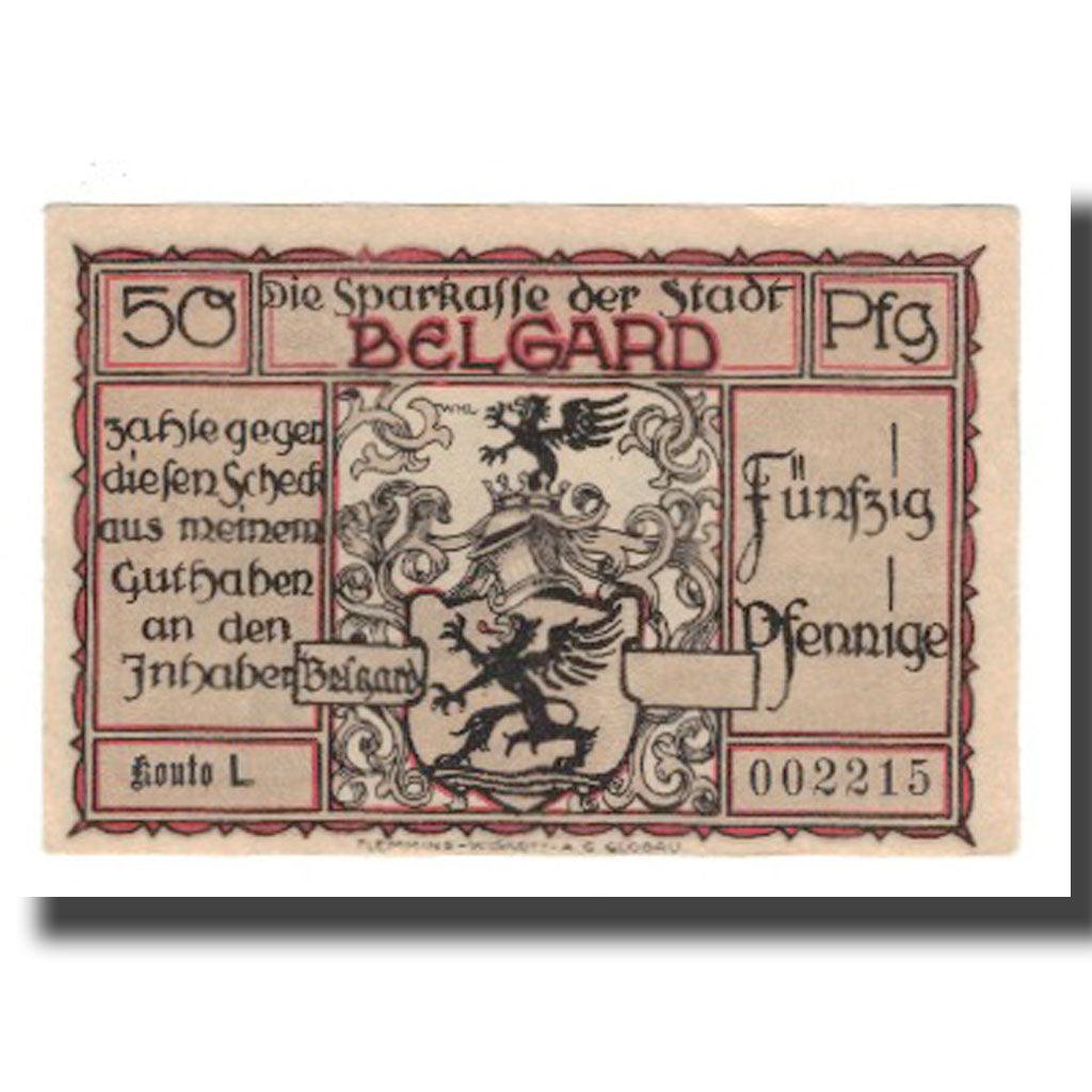 Banconote, Germania, Belgard a. Persante Stadt, 50 Pfennig, personnage 2, SPL-