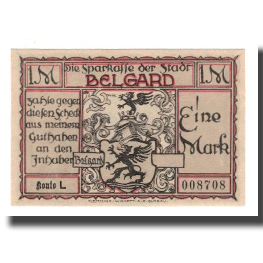 Banknote, Germany, Belgard a. Persante Stadt, 1 Mark, personnage 1, AU(55-58)