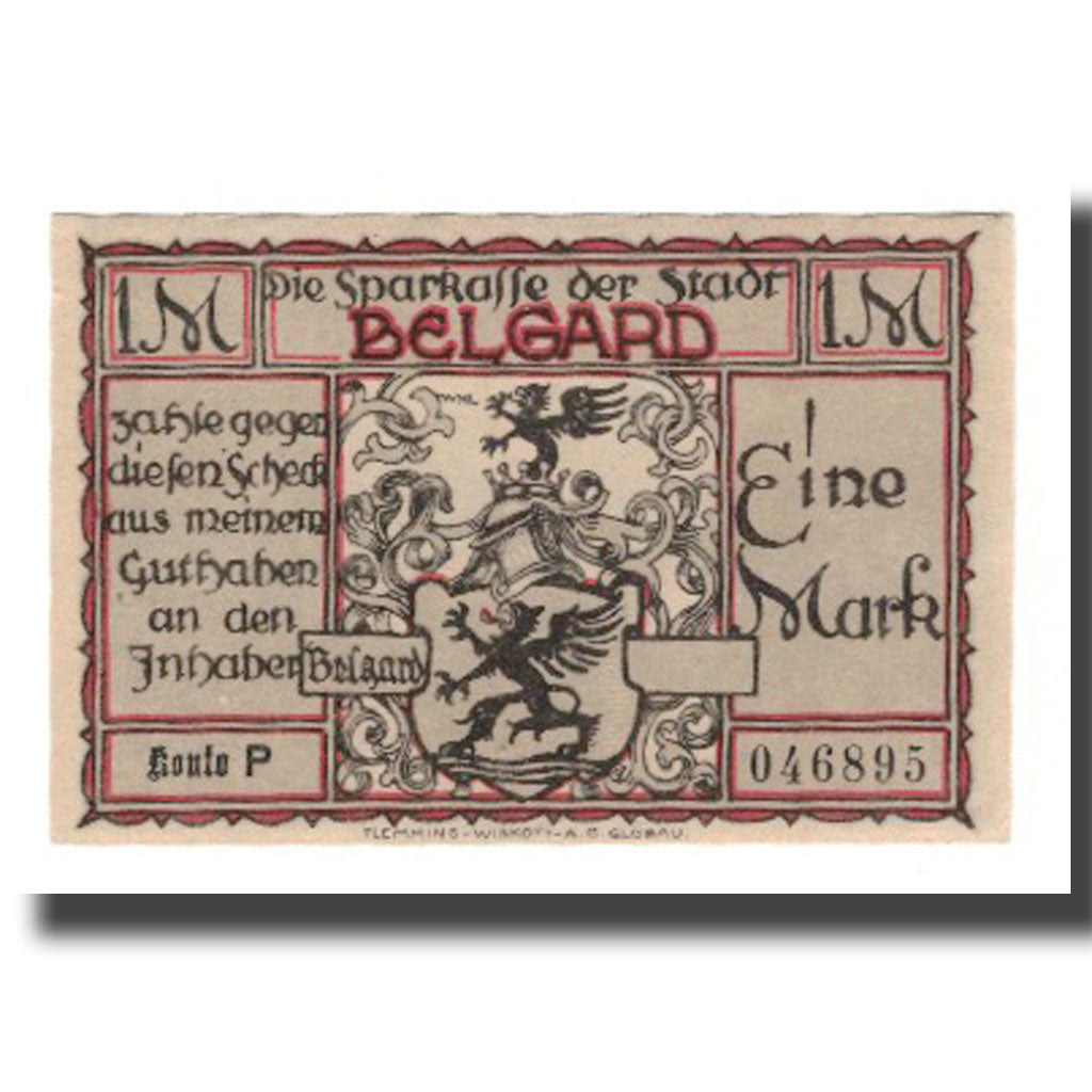 Banconote, Germania, Belgard a. Persante Stadt, 1 Mark, personnage 3, SPL-