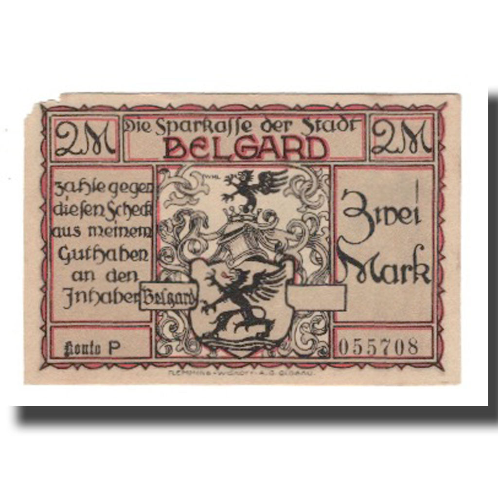 Banconote, Germania, Belgard a. Persante Stadt, 2 Mark, personnage 1, SPL-