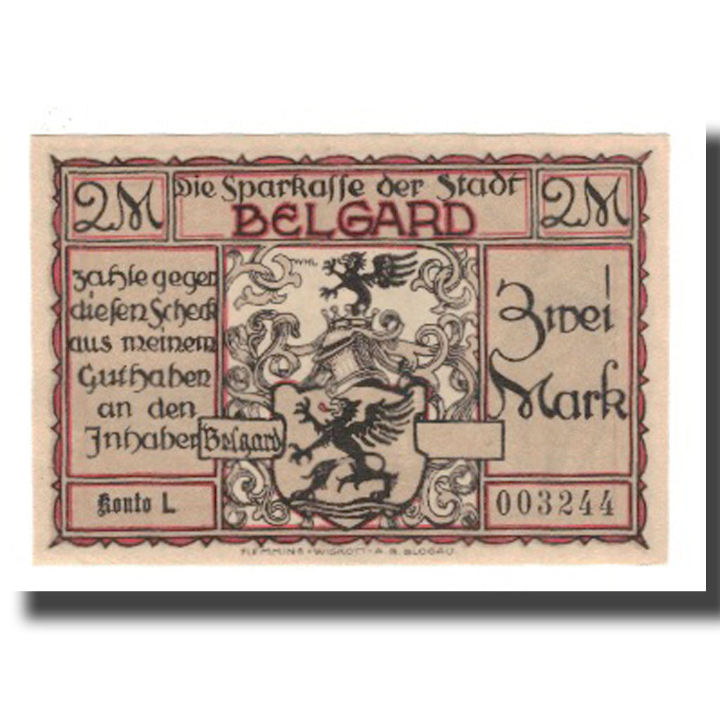 Banknote, Germany, Belgard a. Persante Stadt, 2 Mark, personnage 3, AU(55-58)