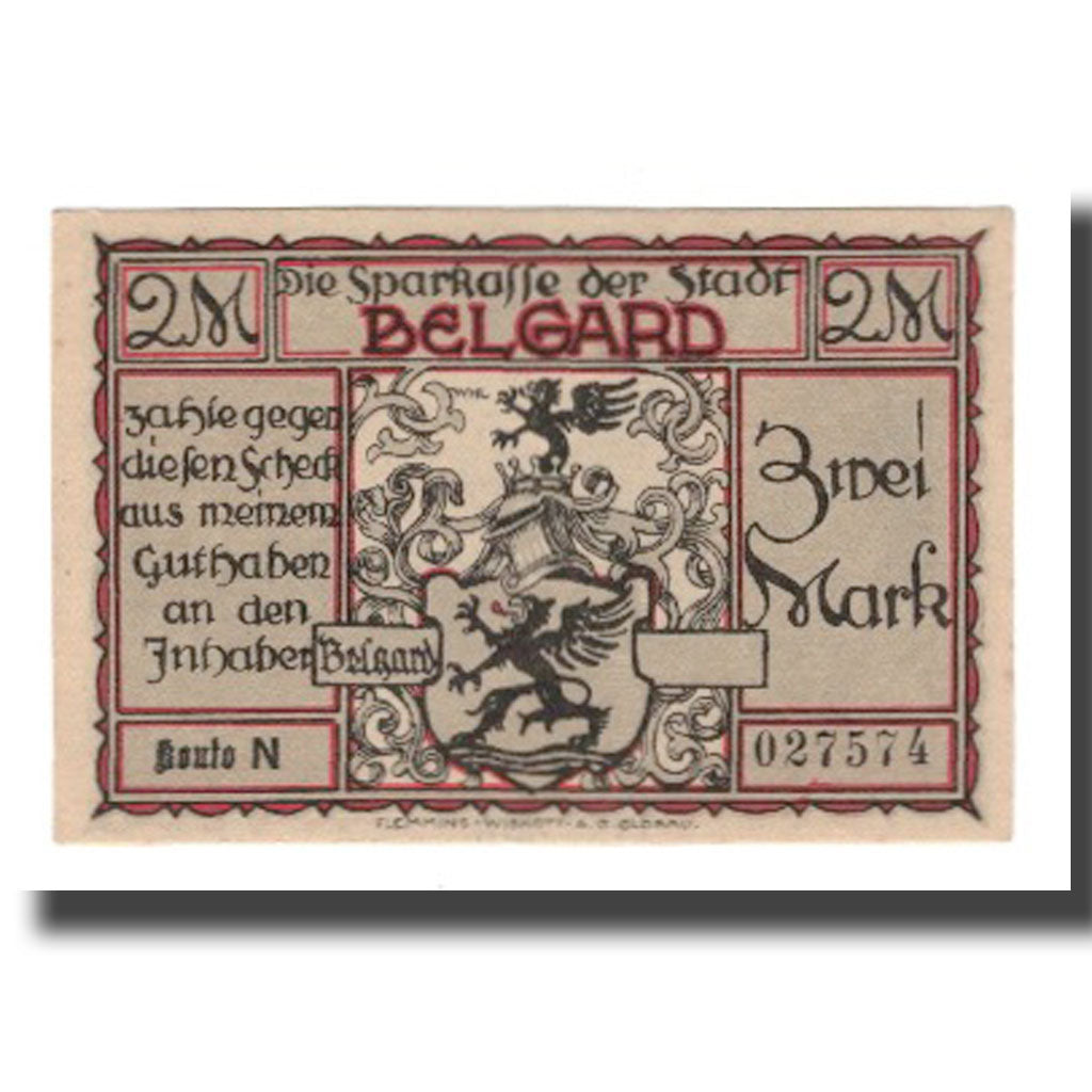 Nota, Alemanha, Belgard a. Persante Stadt, 2 Mark, personnage 4, AU(55-58)