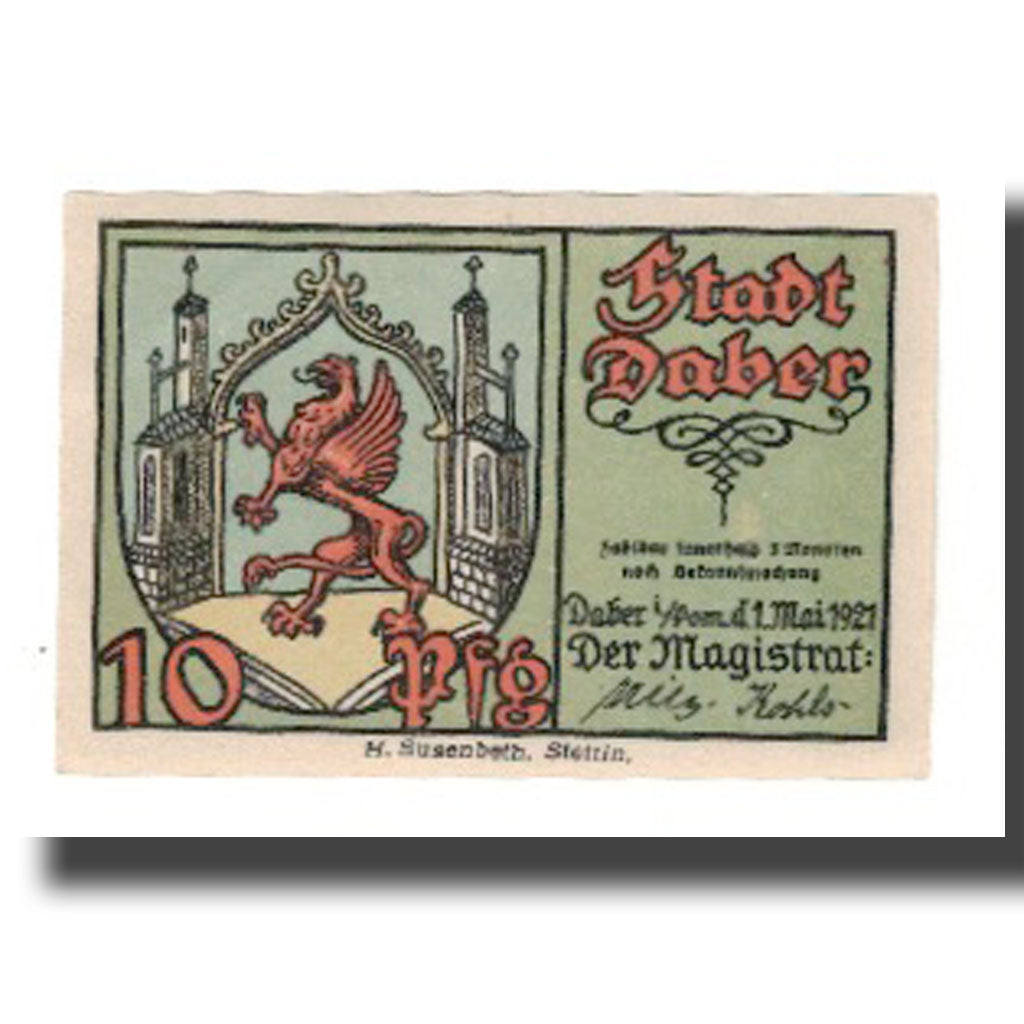 Banknote, Germany, Daber Stadt, 10 Pfennig, personnage, 1921, 1921-05-01