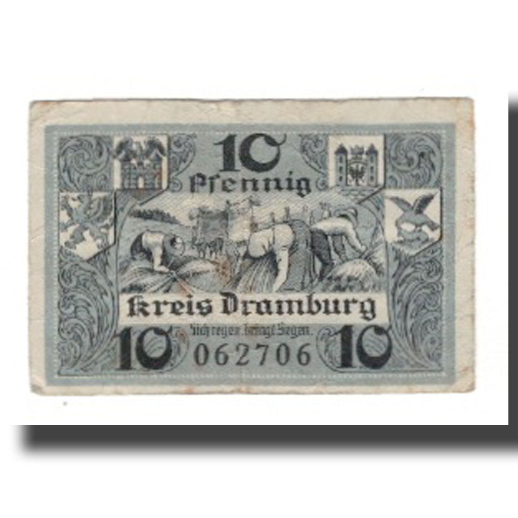 Banconote, Germania, Dramburg Kreisausschuß, 10 Pfennig, personnage 1, 1920