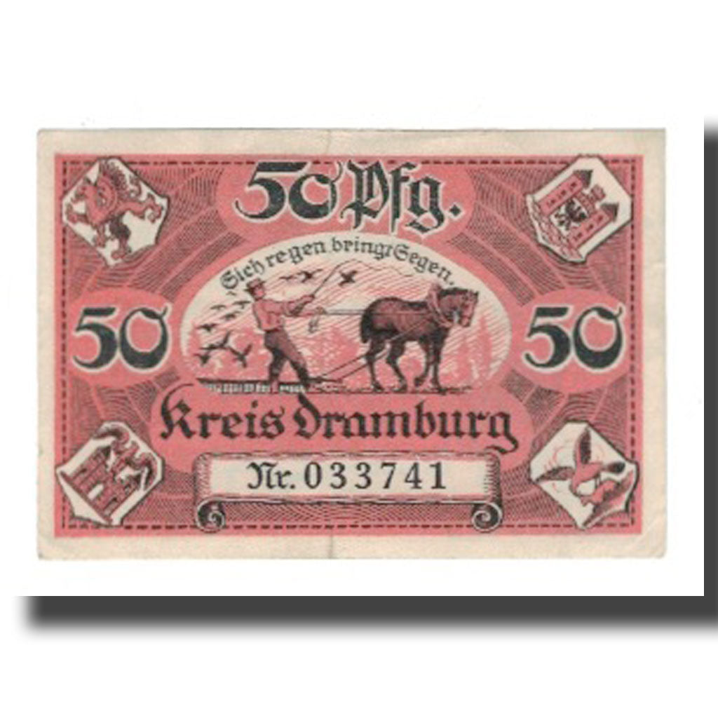 Banconote, Germania, Dramburg Kreisausschuß, 50 Pfennig, personnage, 1920