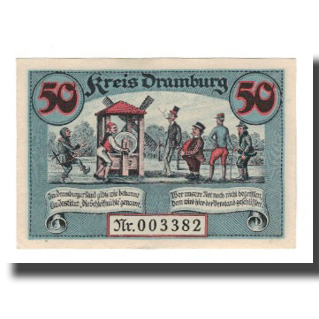 Banconote, Germania, Dramburg Kreisausschuß, 50 Pfennig, personnage 2, 1920