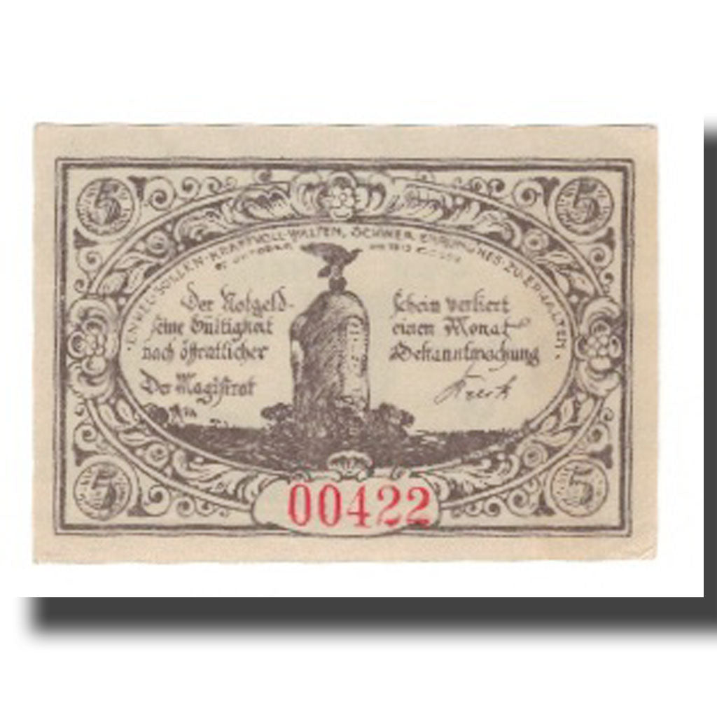 Banconote, Germania, Freienwalde Stadt, 5 Pfennig, Blason, 1920, SPL-