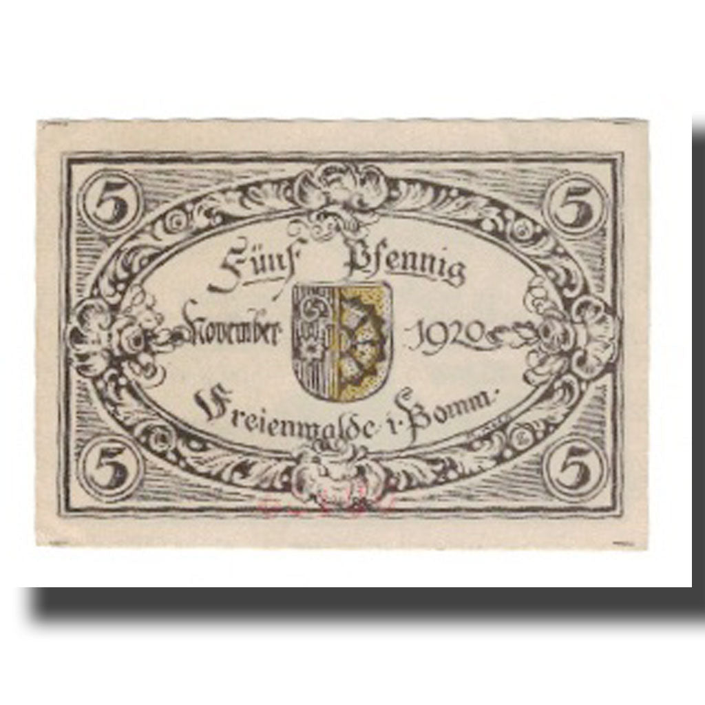 Banconote, Germania, Freienwalde Stadt, 5 Pfennig, Blason, 1920, SPL-