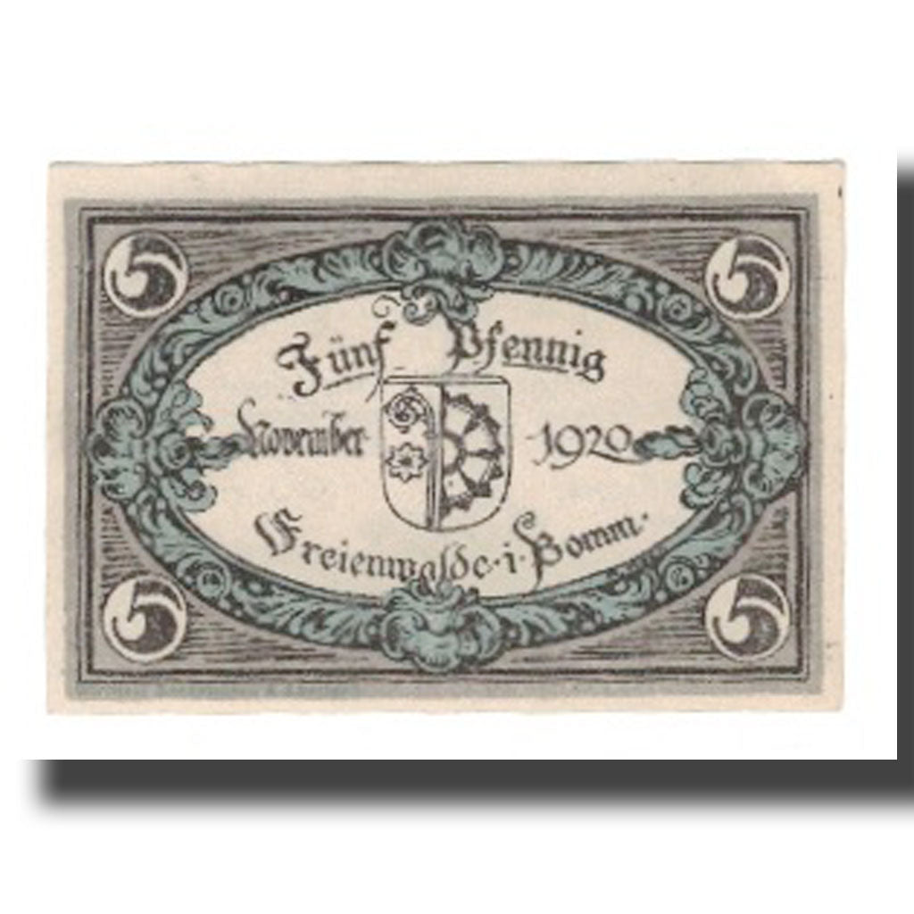 Banconote, Germania, Freienwalde Stadt, 5 Pfennig, Blason, 1920, SPL-