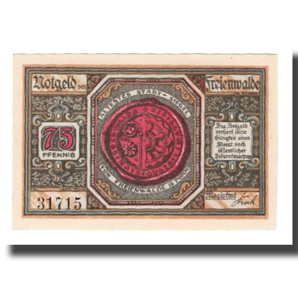 Banconote, Germania, Freienwalde Stadt, 75 Pfennig, Cherubins 2, 1920, SPL-