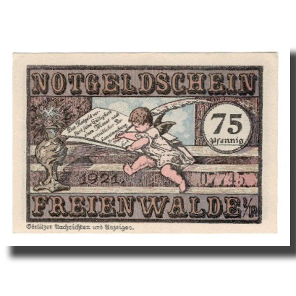 Banknote, Germany, Freienwalde Stadt, 75 Pfennig, Cherubins 3, 1921, AU(55-58)