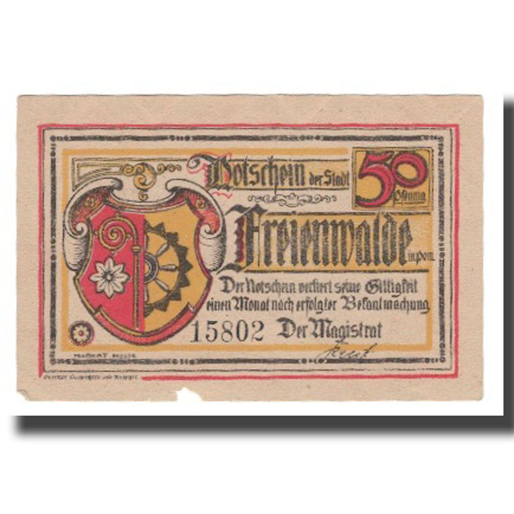 Banconote, Germania, Freienwalde Stadt, 50 Pfennig, personnage 1, Undated