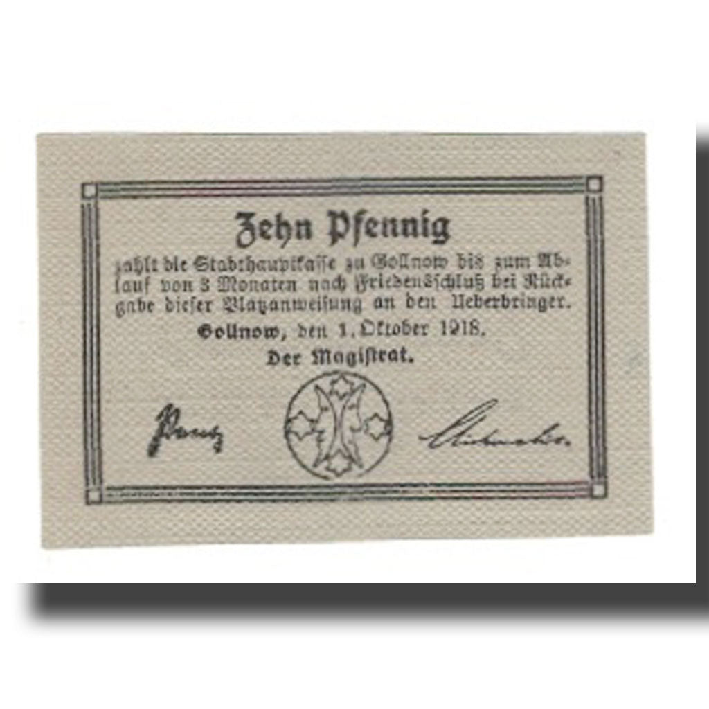Banconote, Germania, Gollnow Stadt, 10 Pfennig, Texte, SPL-, Mehl:G30.3