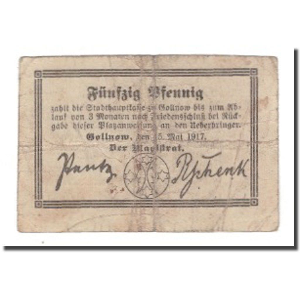 Geldschein, Deutschland, Gollnow Stadt, 50 Pfennig, texte 1, S, Mehl:G30.3