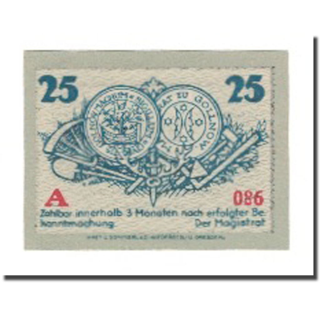 Banconote, Germania, Gollnow Stadt, 25 Pfennig, valeur faciale 2, 1920