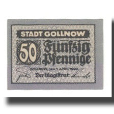 Banconote, Germania, Gollnow Stadt, 50 Pfennig, Valeur faciale 3, 1920