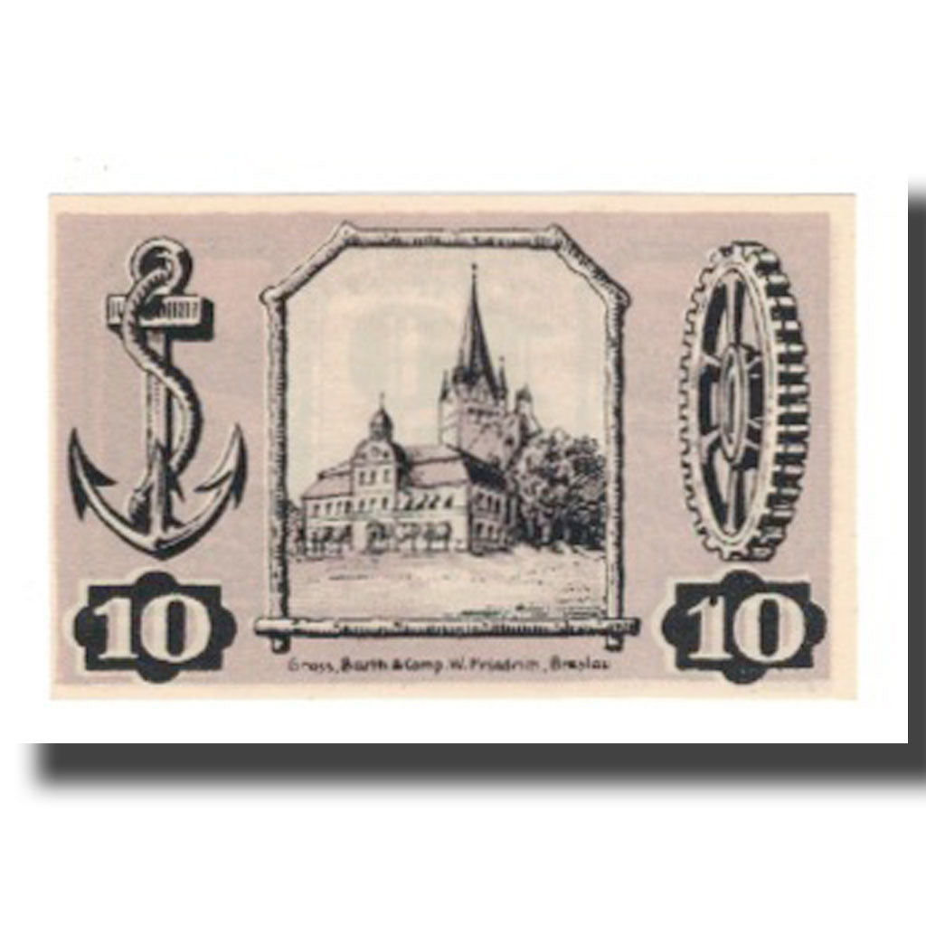 Banconote, Germania, Gollnow Stadt, 10 Pfennig, église 3, 1921, 1921-02-15
