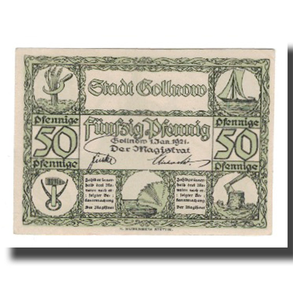 Banknote, Germany, Gollnow Stadt, 50 Pfennig, Eglise, 1921, 1921-01-01