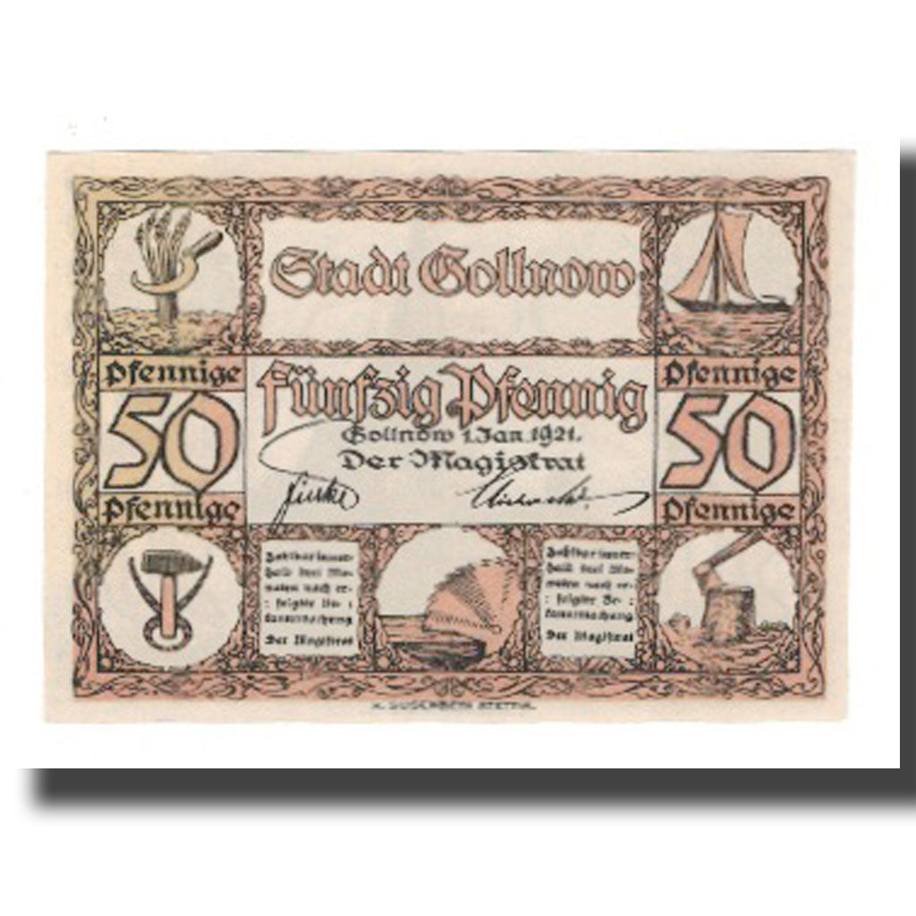 Banknote, Germany, Gollnow Stadt, 50 Pfennig, eglise 2, 1921, 1921-01-01