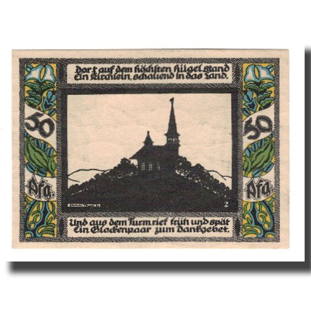 Banconote, Germania, Gollnow Stadt, 50 Pfennig, Clocher, 1921, 1921-08-03, SPL-