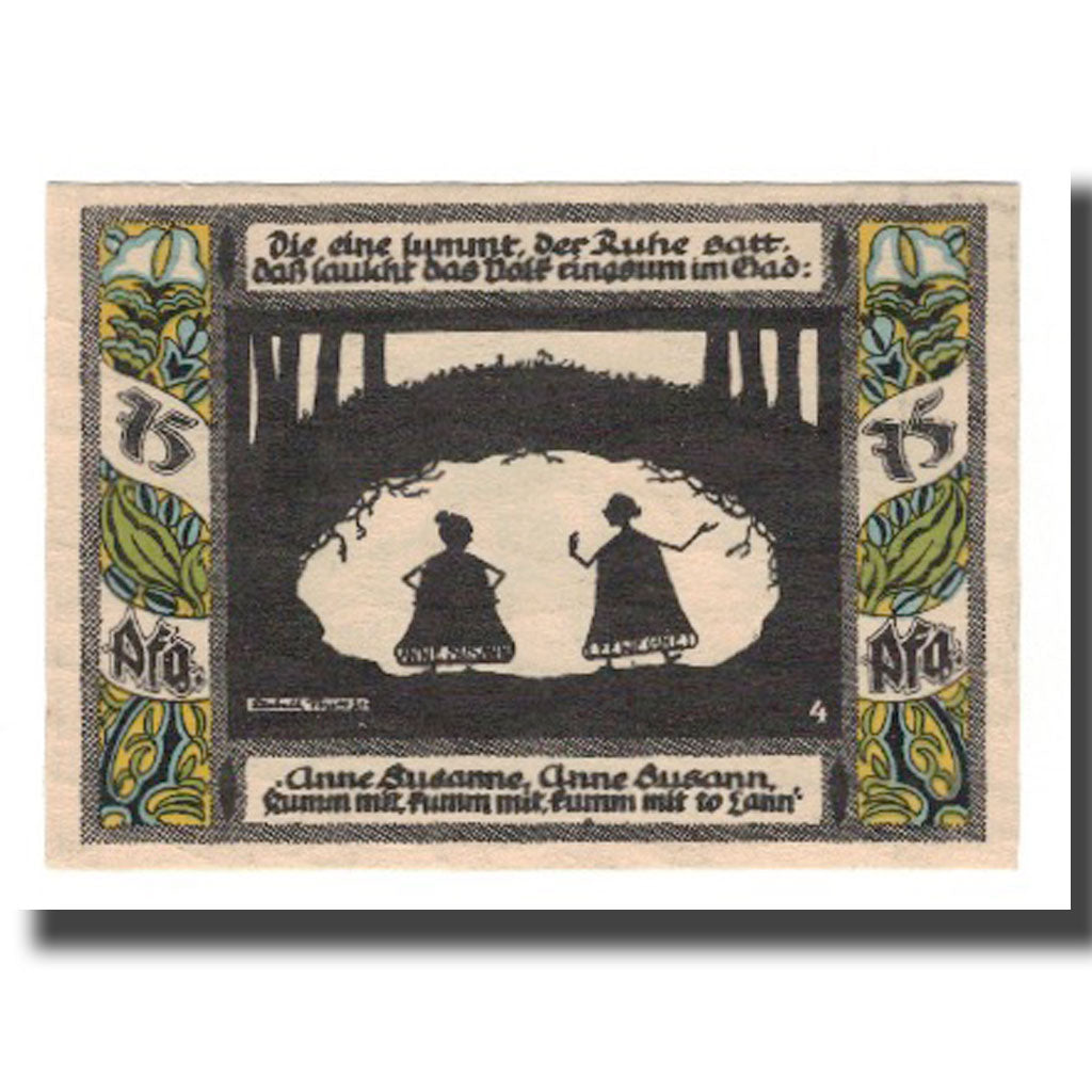 Banconote, Germania, Gollnow Stadt, 75 Pfennig, personnage, 1921, 1921-08-03