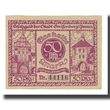 Banconote, Germania, Greifenberg Stadt, 50 Pfennig, valeur faciale 1, 1921