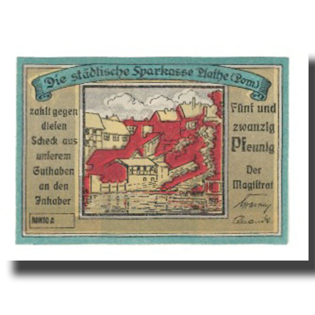 Banknote, Germany, Plathe Stadt, 25 Pfennig, personnage, 1922, AU(55-58)