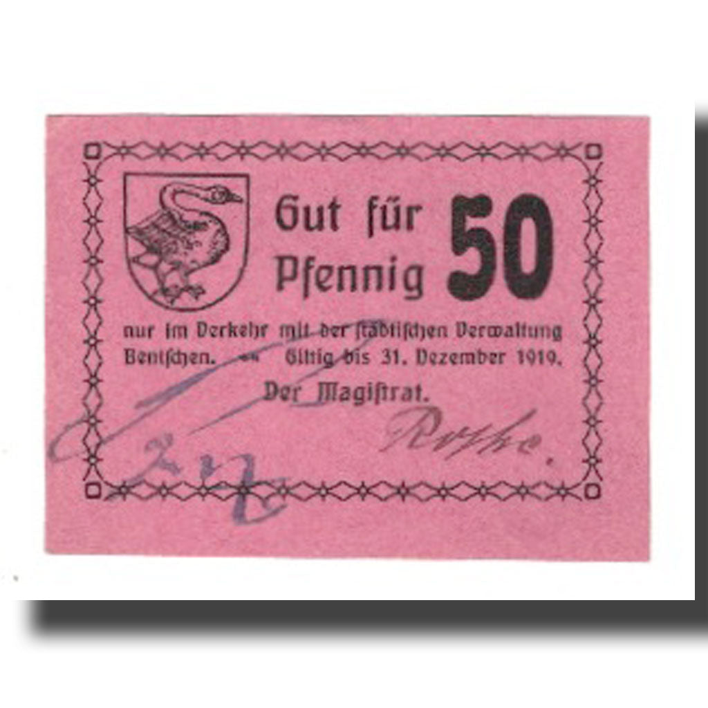 Banconote, Germania, Bentschen Stadt, 50 Pfennig, N.D, 1918, 1918-12-31, SPL-