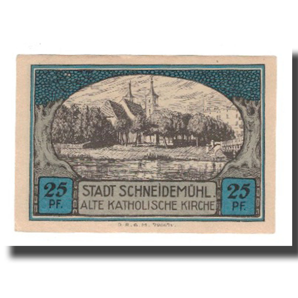 Banknote, Germany, Schneidemühl Städtische Sparkasse, 25 Pfennig, paysage