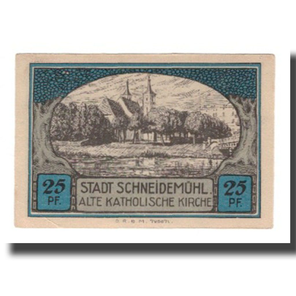 Banconote, Germania, Schneidemühl Städtische Sparkasse, 25 Pfennig, paysage 1