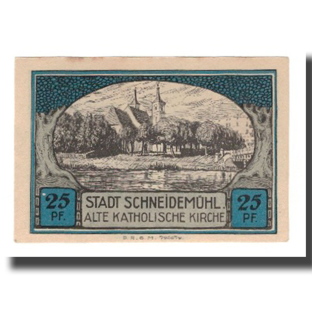 Banknot, Niemcy, Schneidemühl Städtische Sparkasse, 25 Pfennig, paysage 2