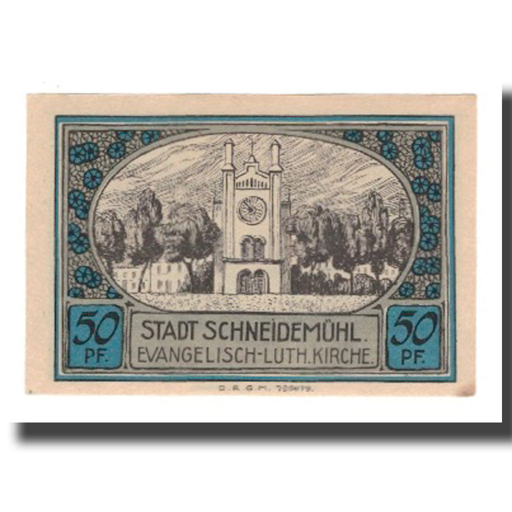 Nota, Alemanha, Schneidemühl Städtische Sparkasse, 50 Pfennig, batiment 2