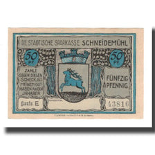 Banconote, Germania, Schneidemühl Städtische Sparkasse, 50 Pfennig, batiment