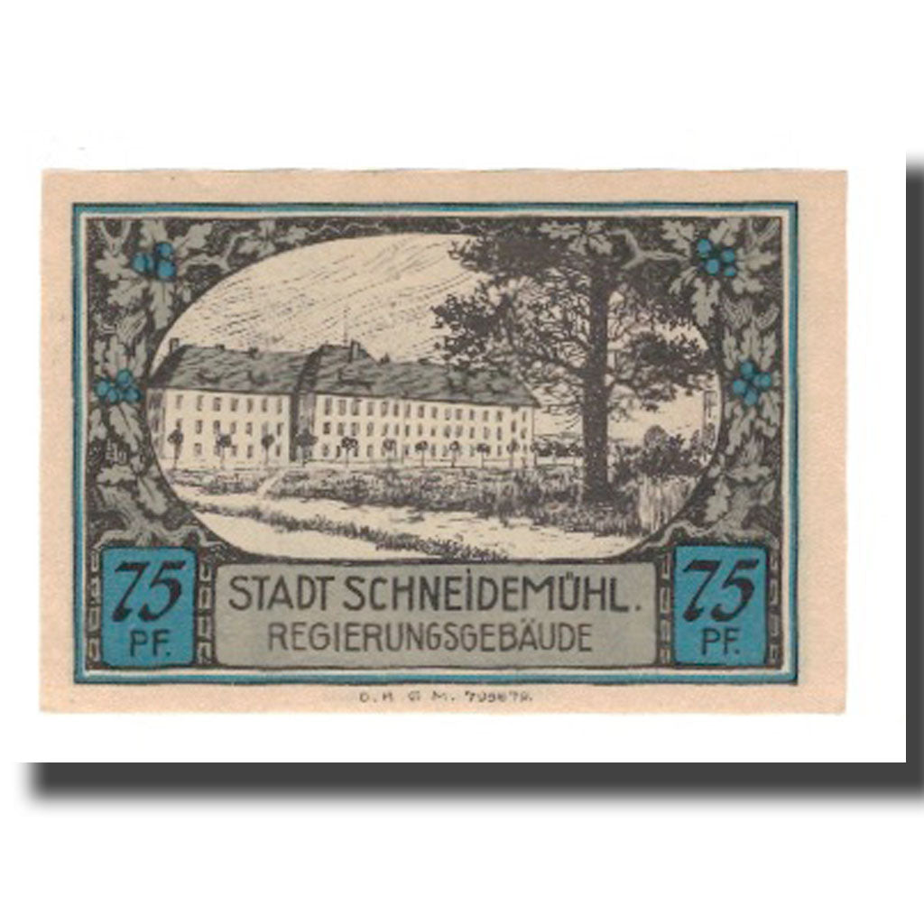 Banknot, Niemcy, Schneidemühl Städtische Sparkasse, 75 Pfennig, paysage 1