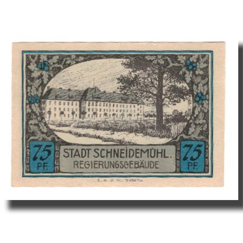 Banconote, Germania, Schneidemühl Städtische Sparkasse, 75 Pfennig, paysage 3