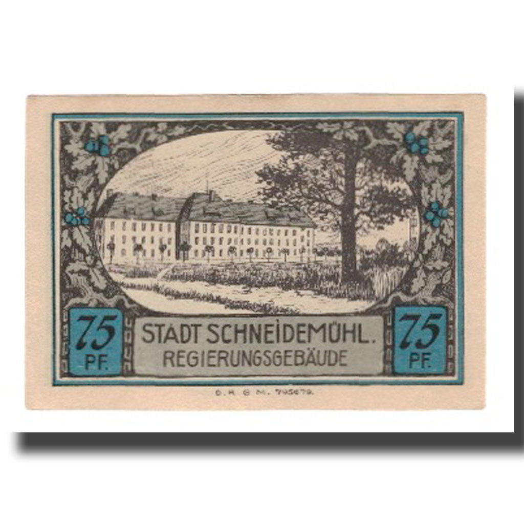 Banknot, Niemcy, Schneidemühl Städtische Sparkasse, 75 Pfennig, paysage 4