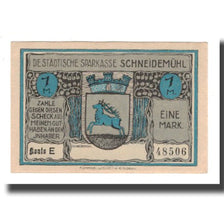 Banknote, Germany, Schneidemühl Städtische Sparkasse, 1 Mark, village, 1922