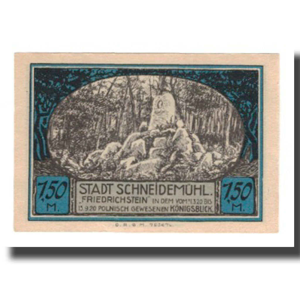 Banknote, Germany, Schneidemühl Städtische Sparkasse, 1.5 Mark, Monument