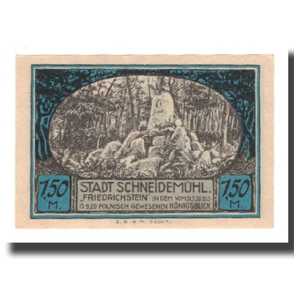 Banconote, Germania, Schneidemühl Städtische Sparkasse, 1.5 Mark, monument 1