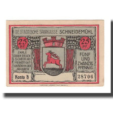 Banknote, Germany, Schneidemühl Städtische Sparkasse, 25 Pfennig, Eglise 1