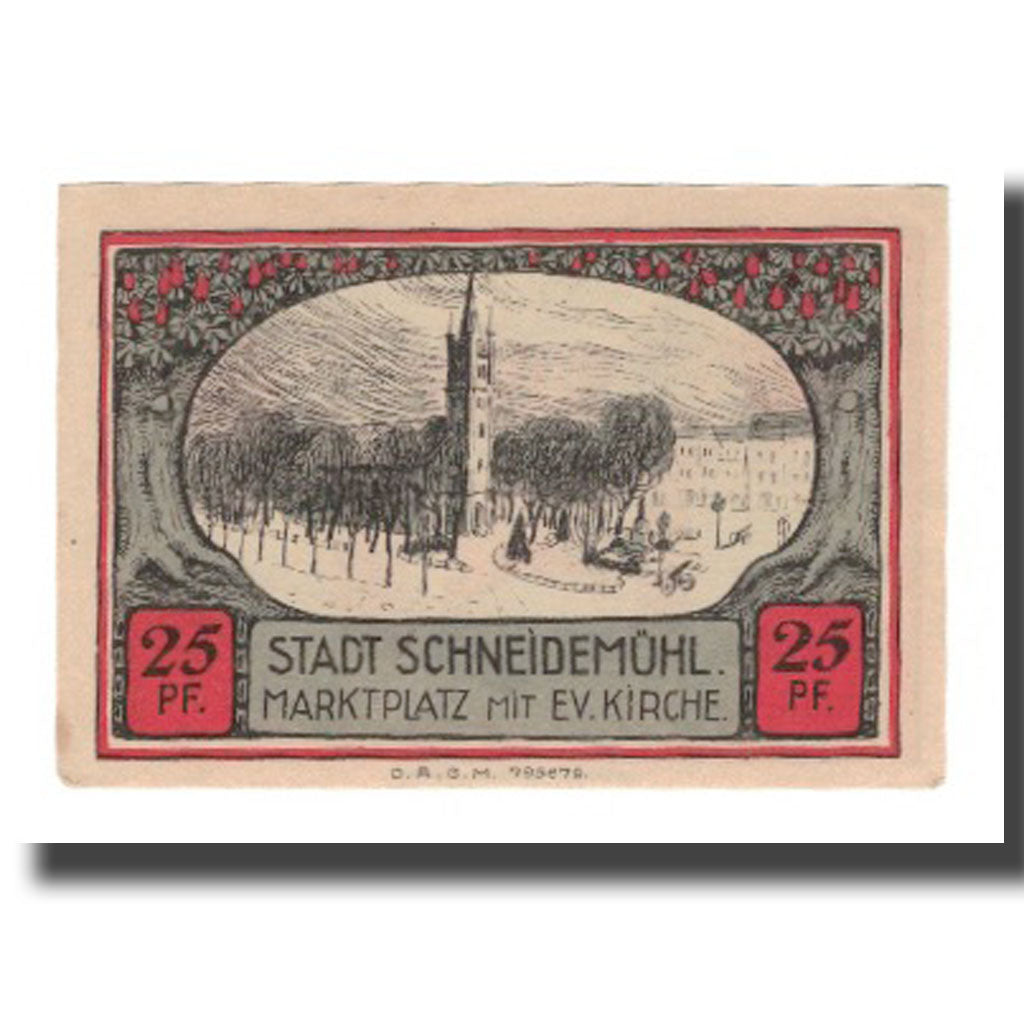Banknote, Germany, Schneidemühl Städtische Sparkasse, 25 Pfennig, Eglise 1