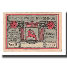 Banknote, Germany, Schneidemühl Städtische Sparkasse, 50 Pfennig, monument 1