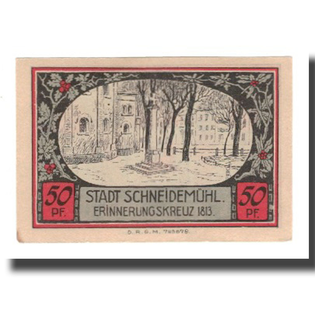 Banknote, Germany, Schneidemühl Städtische Sparkasse, 50 Pfennig, monument 1