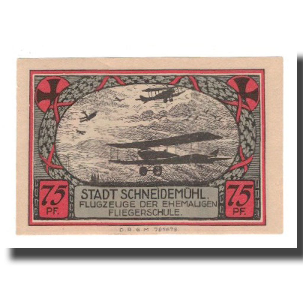 Banknote, Germany, Schneidemühl Städtische Sparkasse, 75 Pfennig, Avion 4