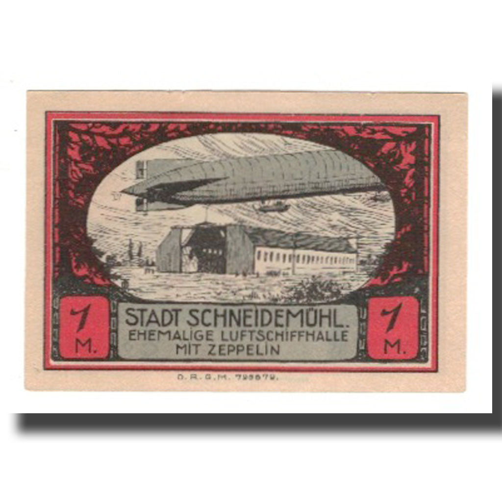 Nota, Alemanha, Schneidemühl Städtische Sparkasse, 1 Mark, batiment 3, 1922