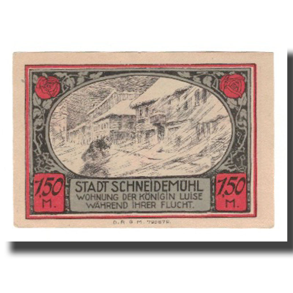 Banknot, Niemcy, Schneidemühl Städtische Sparkasse, 1.5 Mark, Maison, 1922