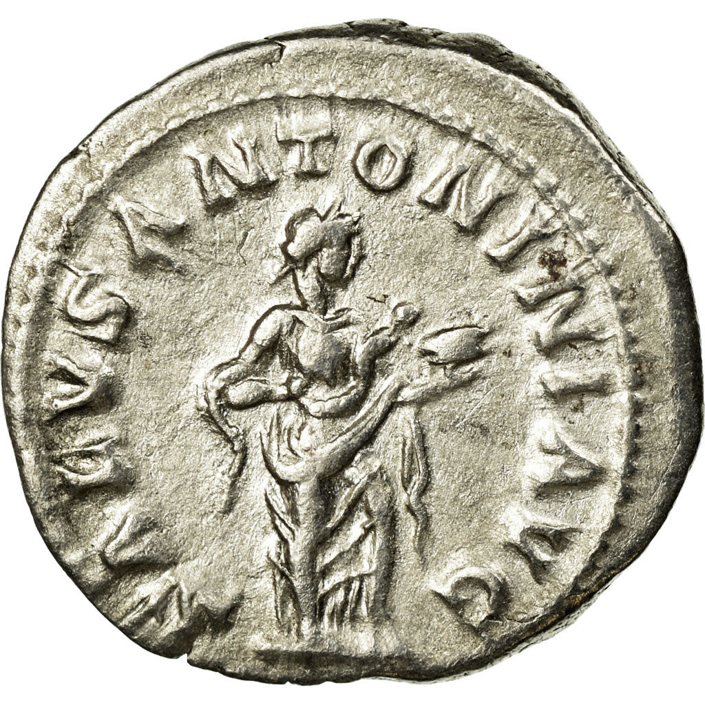 Moneta, Elagabalus, Denarius, BB+, Argento, Cohen:256
