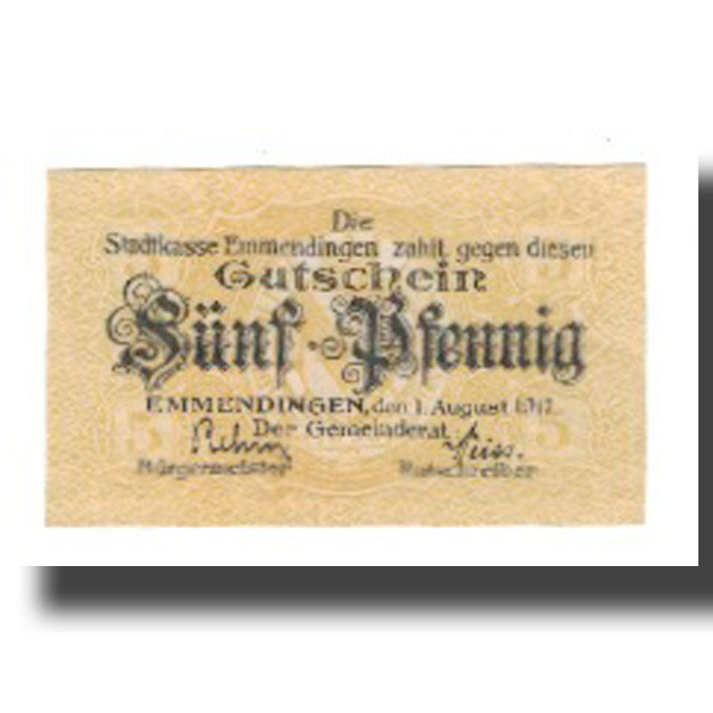 Geldschein, Deutschland, Emmendingen Stadt, 5 Pfennig, valeur faciale 2, 1917