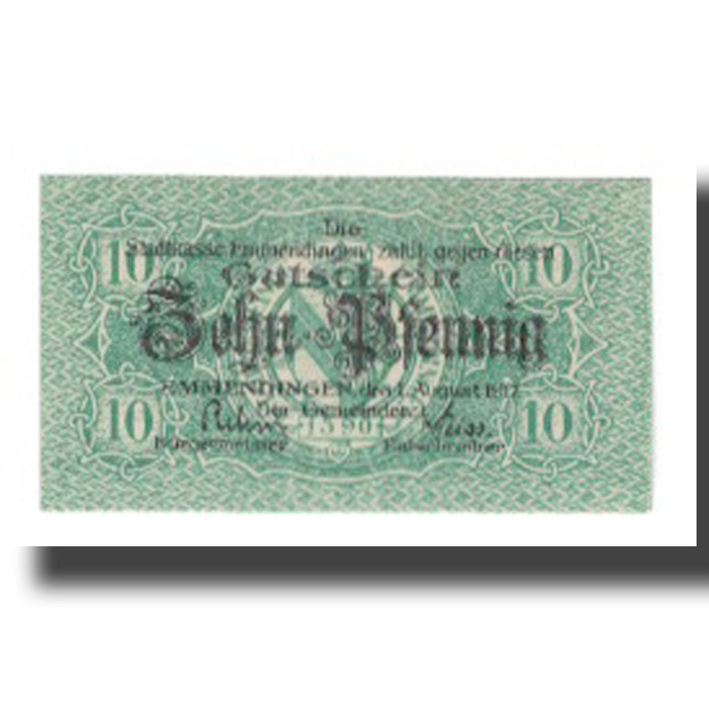 Banconote, Germania, Emmendingen Stadt, 10 Pfennig, valeur faciale, 1917